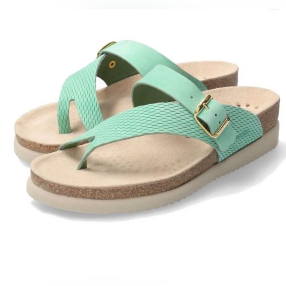 Mephisto Helen Cork Thong Sandals Mint Green 11
